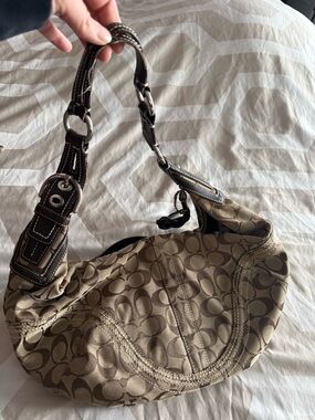 Coach Brown Khaki Signature Canvas Shoulder Bag vintage